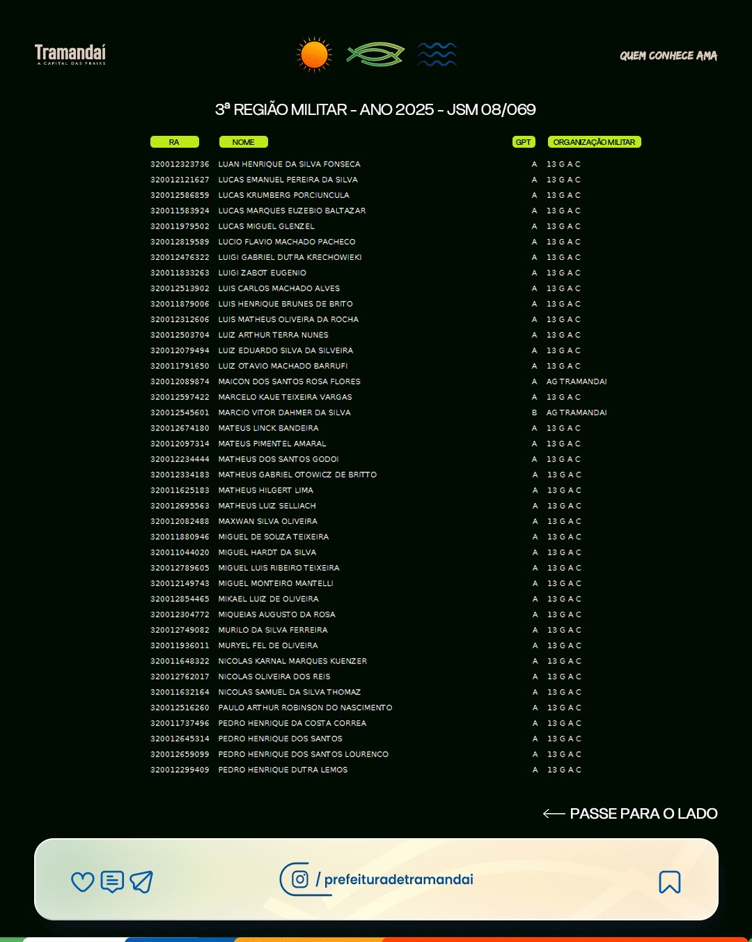 ATENÇÃO CIDADÃOS CONVOCADOS PARA O ALISTAMENTO MILITAR