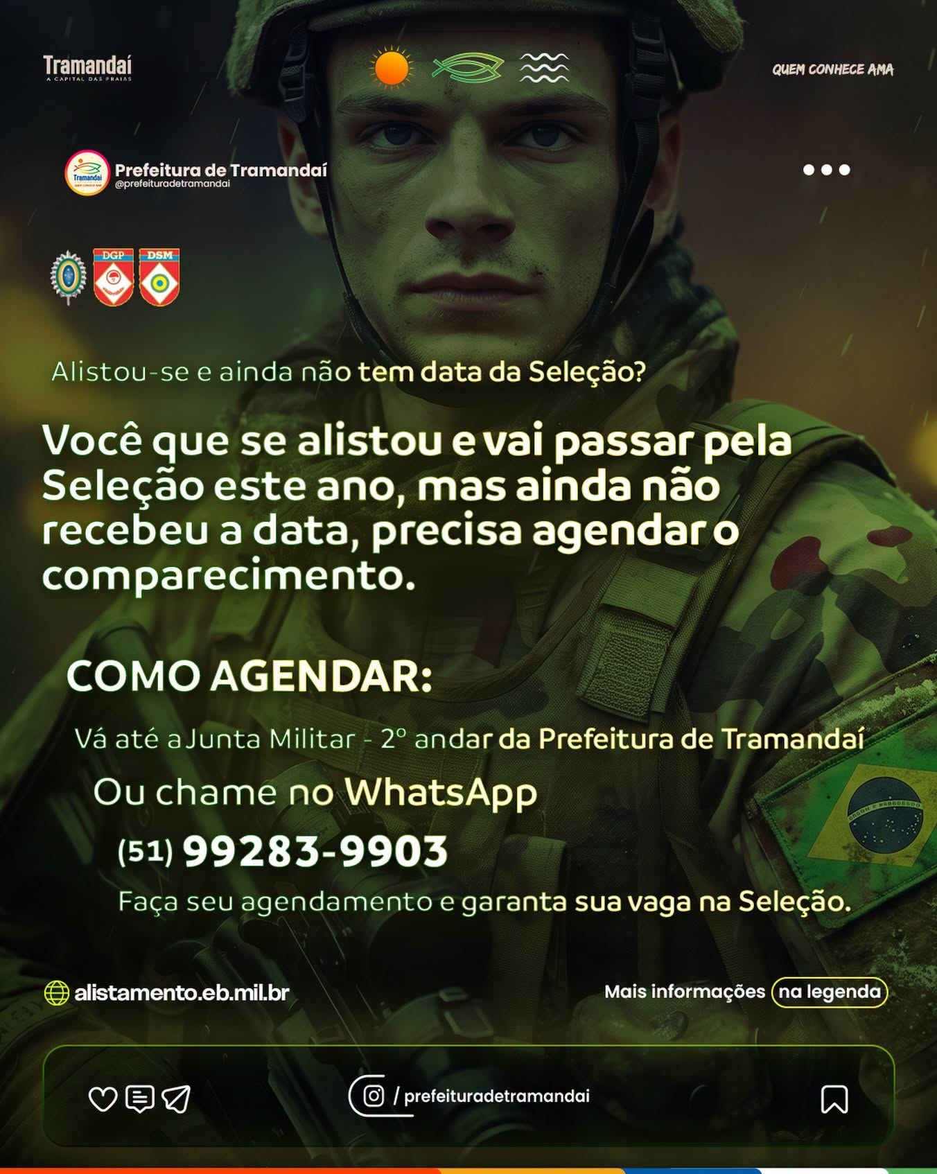 Quem se alistou para o Serviço Militar e irá participar da seleção neste ano, mas ainda não recebeu a data de comparecimento, deve realizar o agendamento o quanto antes.