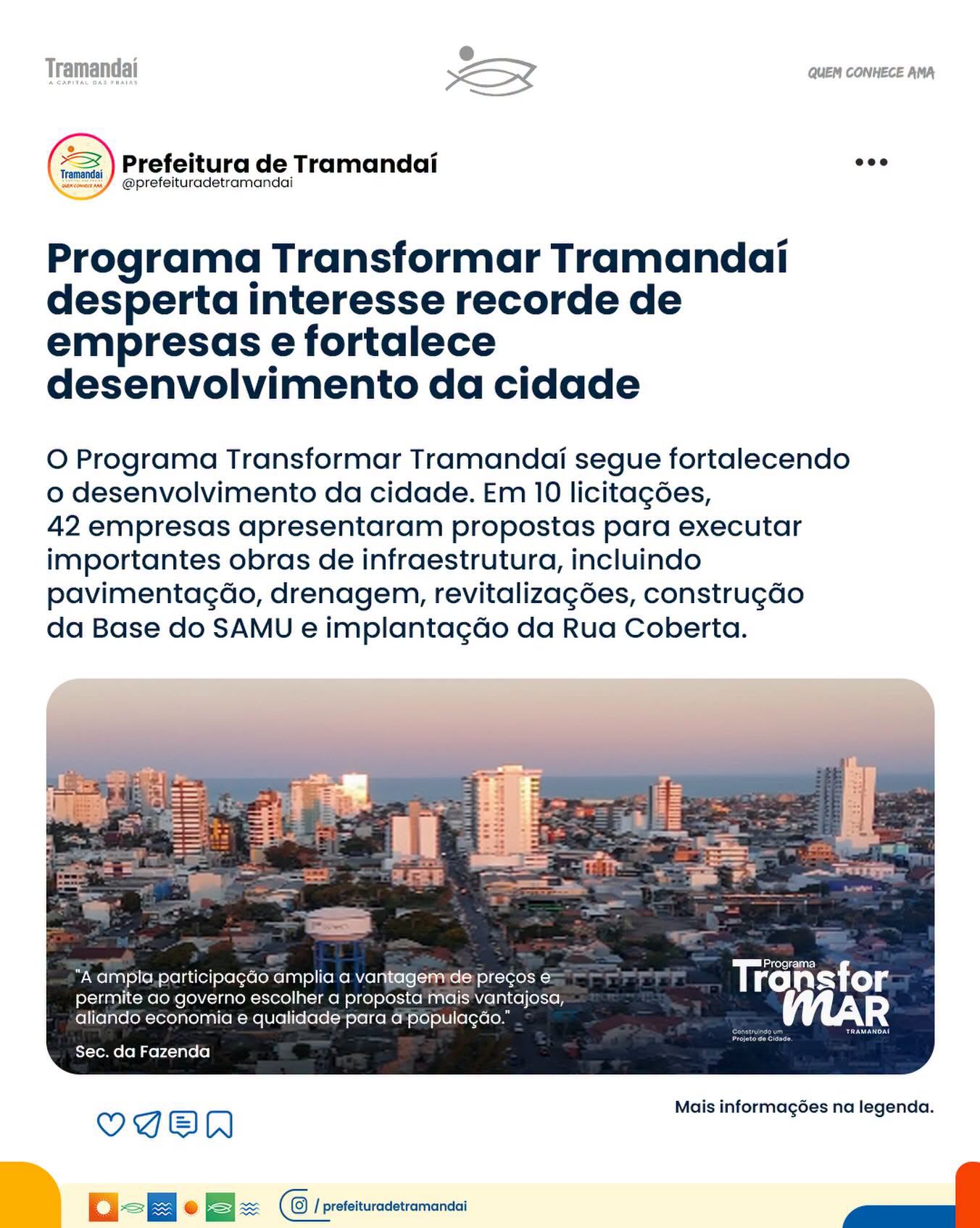 O Programa Transformar segue avançando com importantes obras e investimentos para Tramandaí. As licitações em andamento têm registrado uma expressiva participação de empresas interessadas, demonstrando a credibilidade, a organização e a eficiência da gestão municipal.