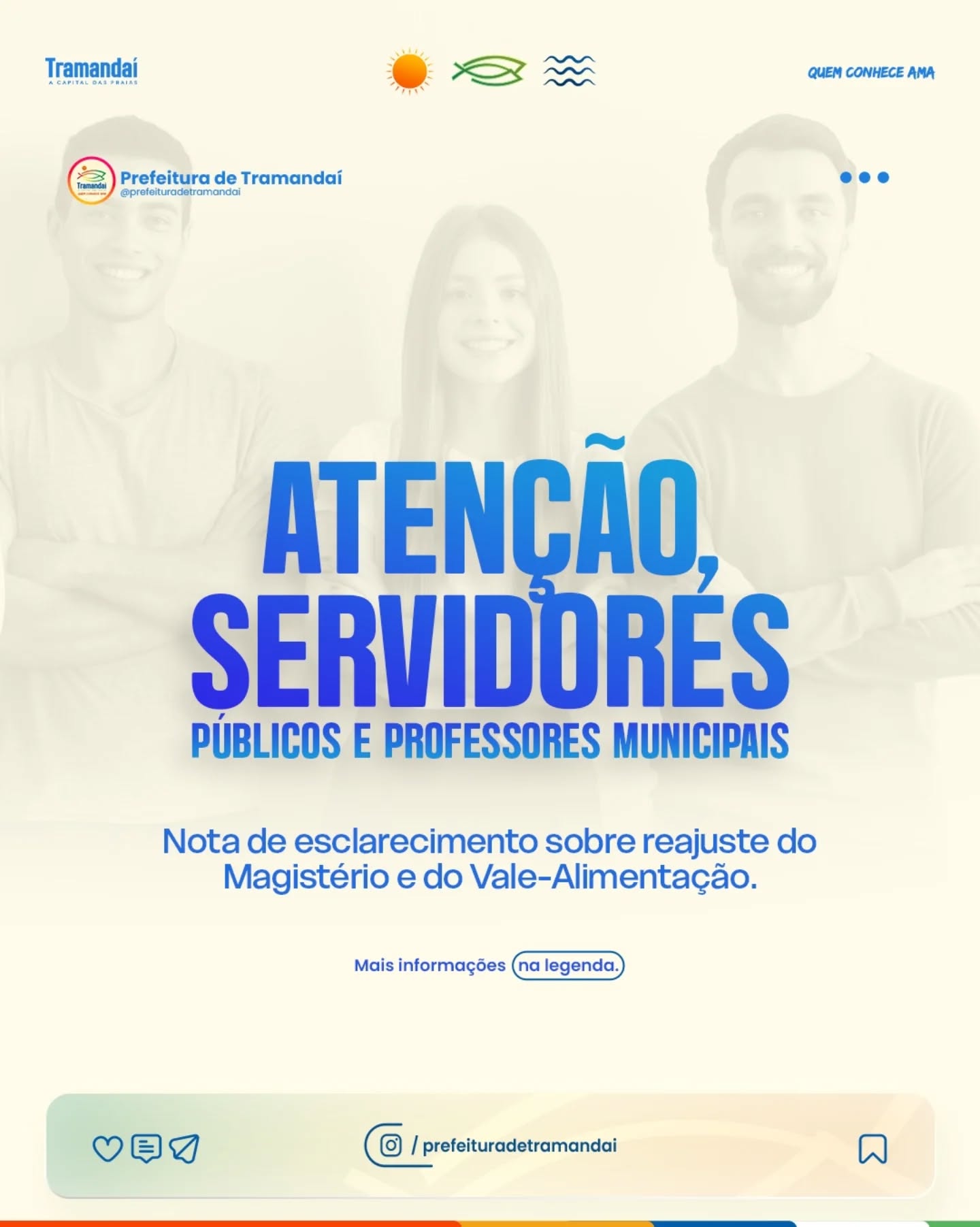 A Prefeitura de Tramandaí informa que, na tarde desta terça-feira (14/04), o Executivo Municipal esteve reunido com representantes dos sindicatos dos servidores e do magistério para tratar dos projetos relacionados ao reajuste salarial do magistério e ao vale-alimentação.