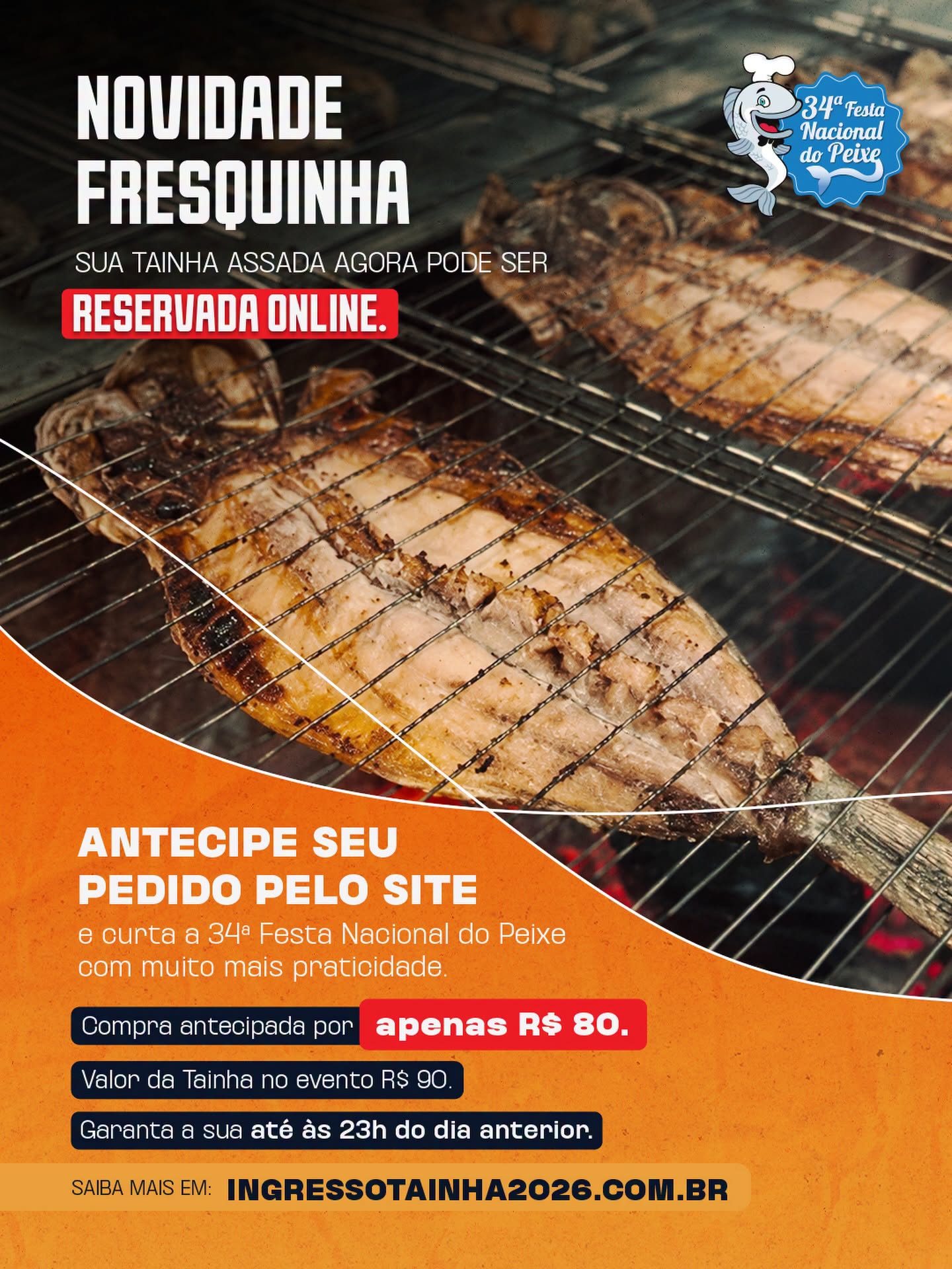 O prato mais tradicional da 34ª Festa Nacional do Peixe já pode ser adquirido de forma antecipada, com mais praticidade e ainda com desconto!