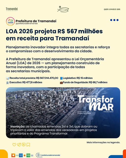 TRAMANDAÍ APRESENTA LOA 2026 COM PREVISÃO DE R$ 567 MILHÕES EM RECEITAS!