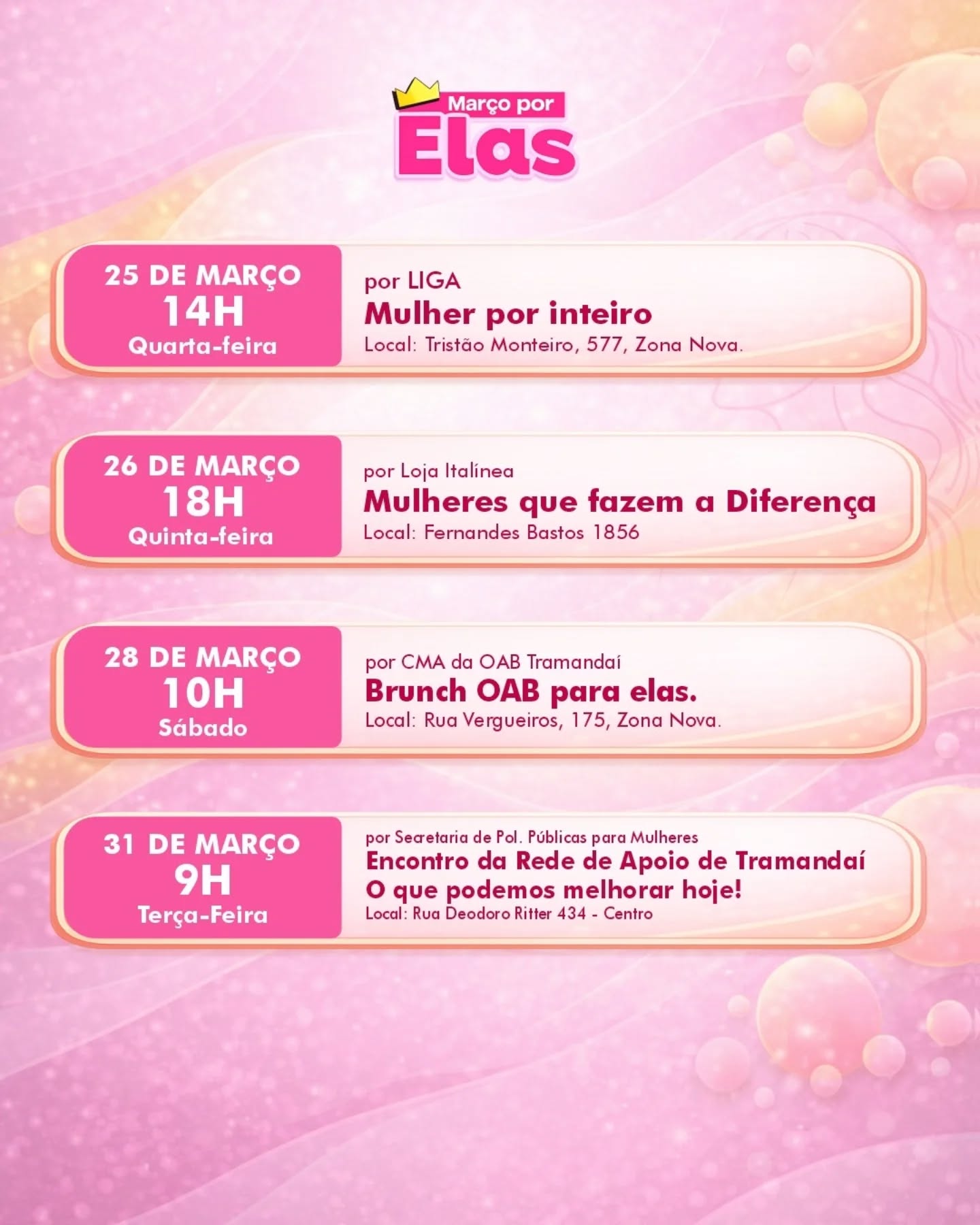 MARÇO POR ELAS | UM NOVO TEMPO PARA AS MULHERES