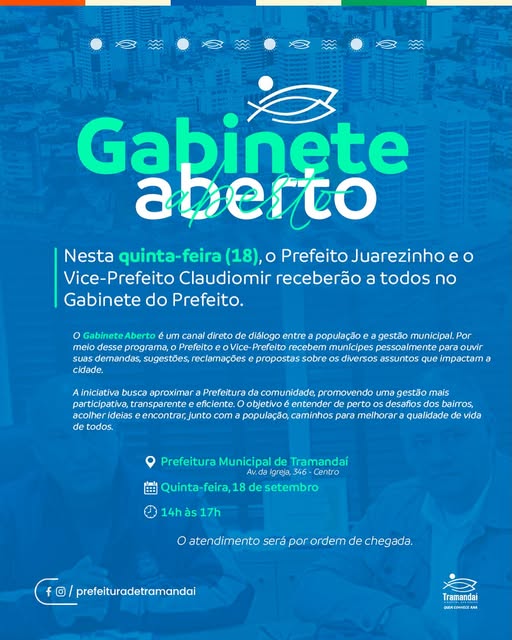 AMANHÃ TEM GABINETE ABERTO!