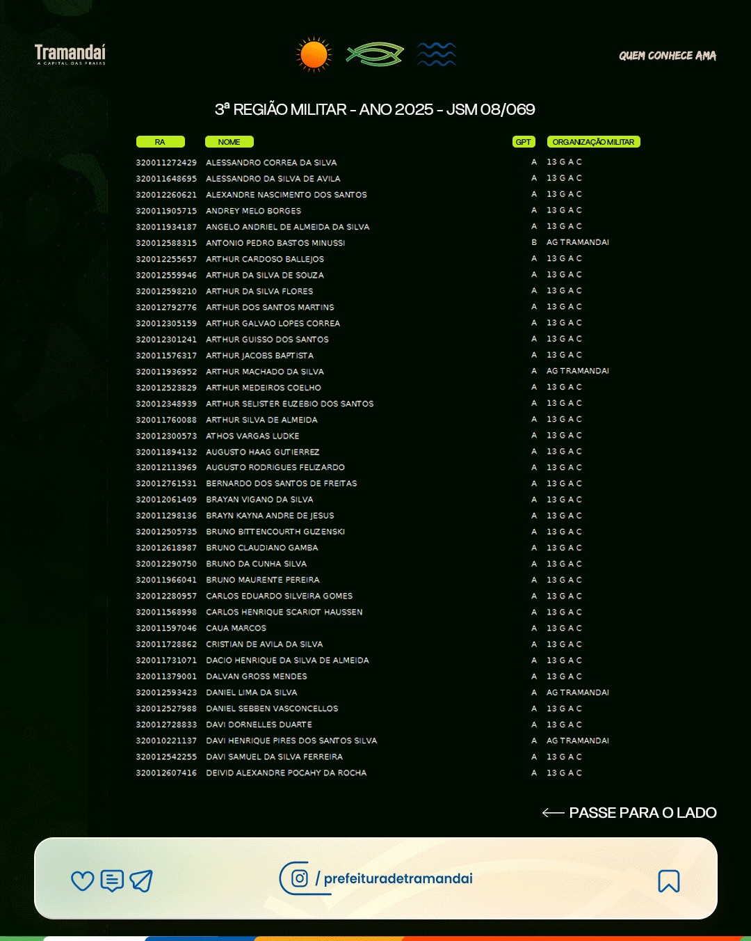 ATENÇÃO CIDADÃOS CONVOCADOS PARA O ALISTAMENTO MILITAR
