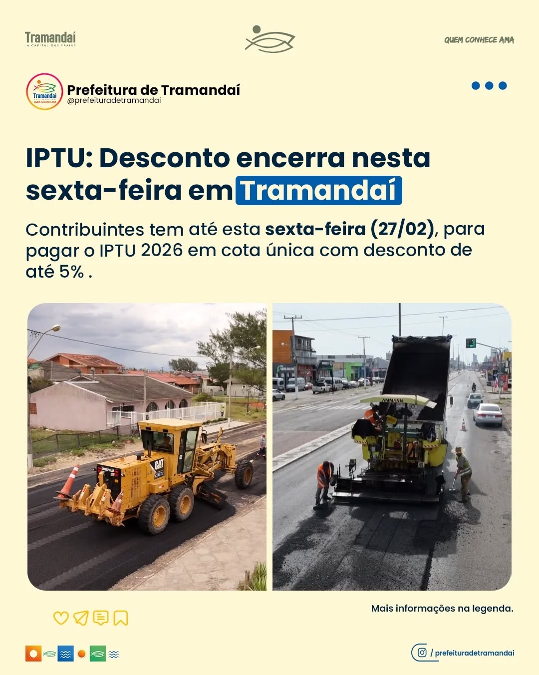 IPTU 2026: PAGAMENTO EM COTA ÚNICA COM ATÉ 5% DE DESCONTO ENCERRA NESTA SEXTA-FEIRA (27)