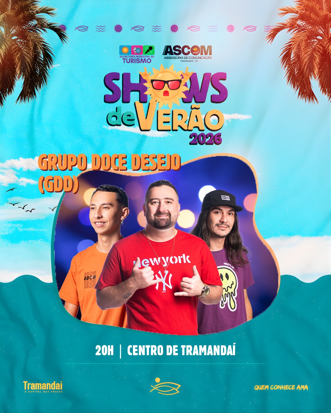 A Prefeitura de Tramandaí, através da Secretaria de Turismo, convida a todos para prestigiar, no próximo sábado (28/02), o último sábado dos Shows de Verão 2026, encerrando com grande estilo a programação que movimentou a cidade durante toda a temporada.