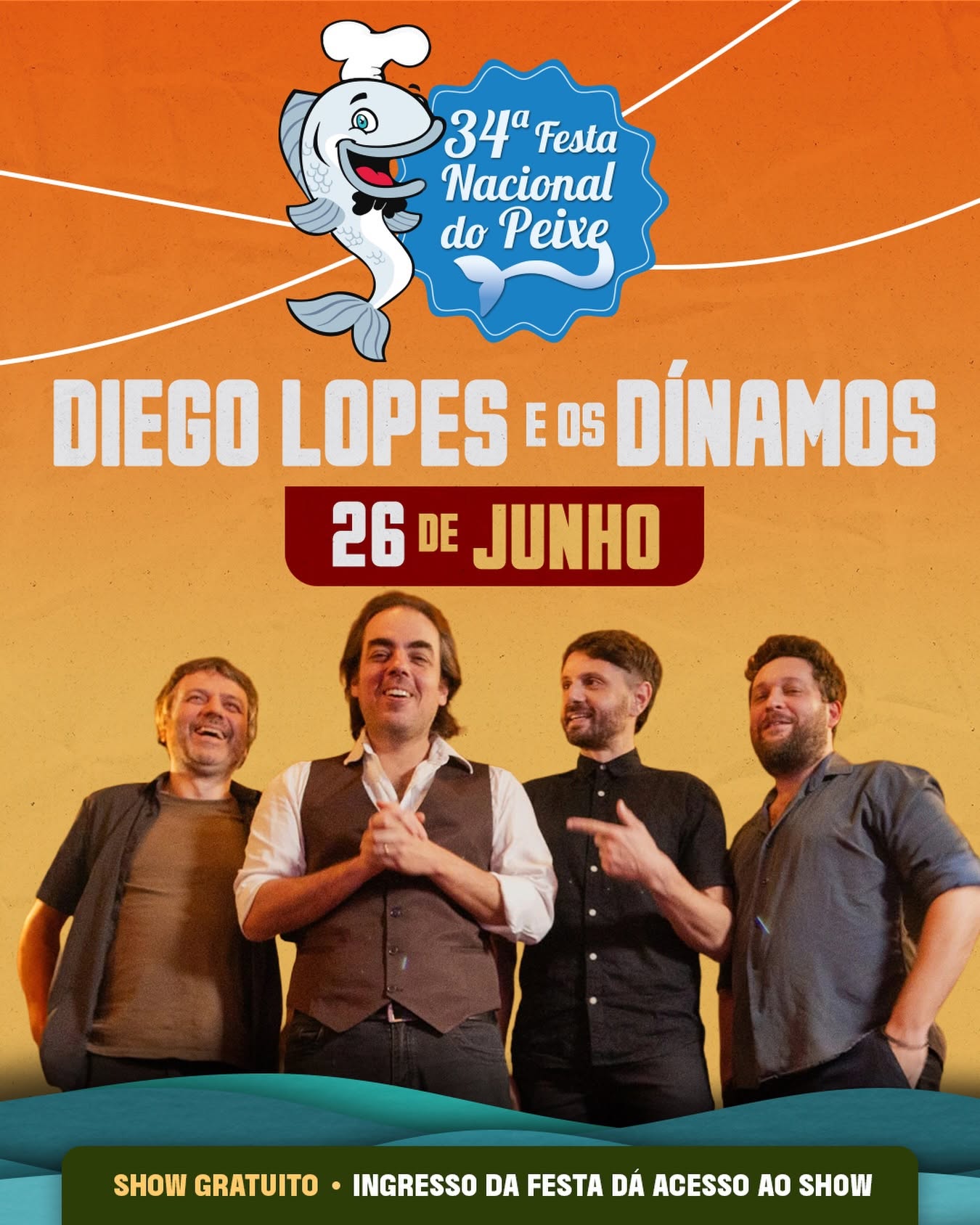 Diego Lopes e Os Dínamos são atração confirmada na 34ª Festa Nacional do Peixe!