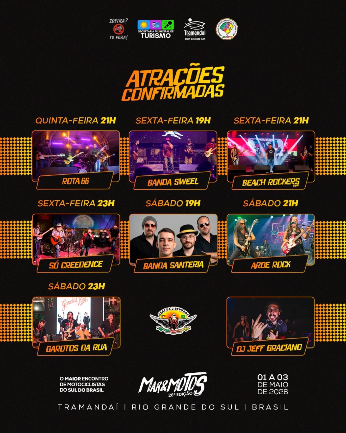 Tramandaí vai acelerar com o Mar & Motos! Vem aí a 26ª edição de um dos maiores encontros de motociclistas do Sul do Brasil, reunindo apaixonados por duas rodas em um evento cheio de energia, integração e grandes shows!