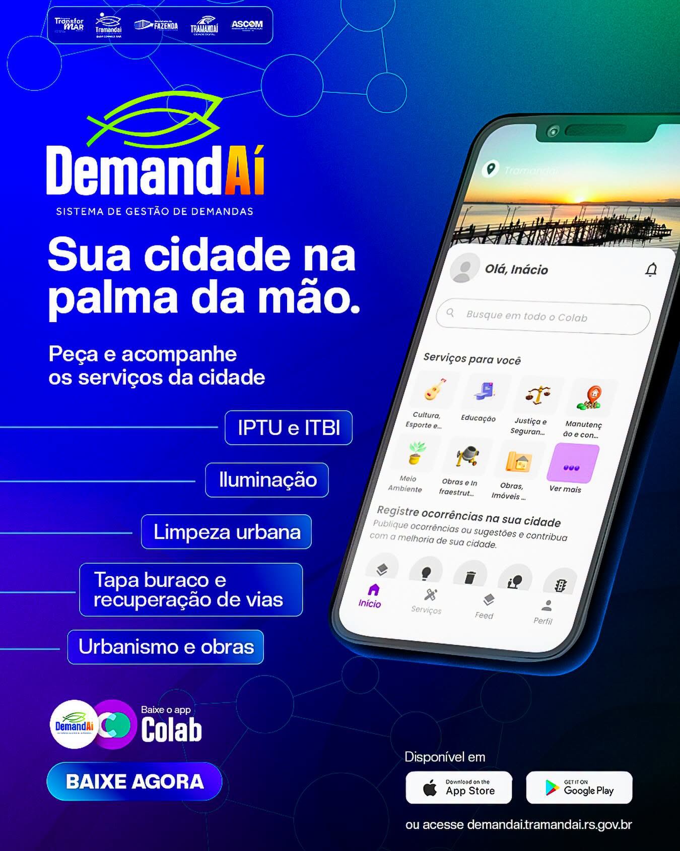 A Prefeitura de Tramandaí segue investindo em inovação e tecnologia para facilitar o acesso da população aos serviços públicos. Com o DemandAÍ, você pode solicitar e acompanhar diversos serviços municipais de forma rápida, prática e diretamente pelo celular.