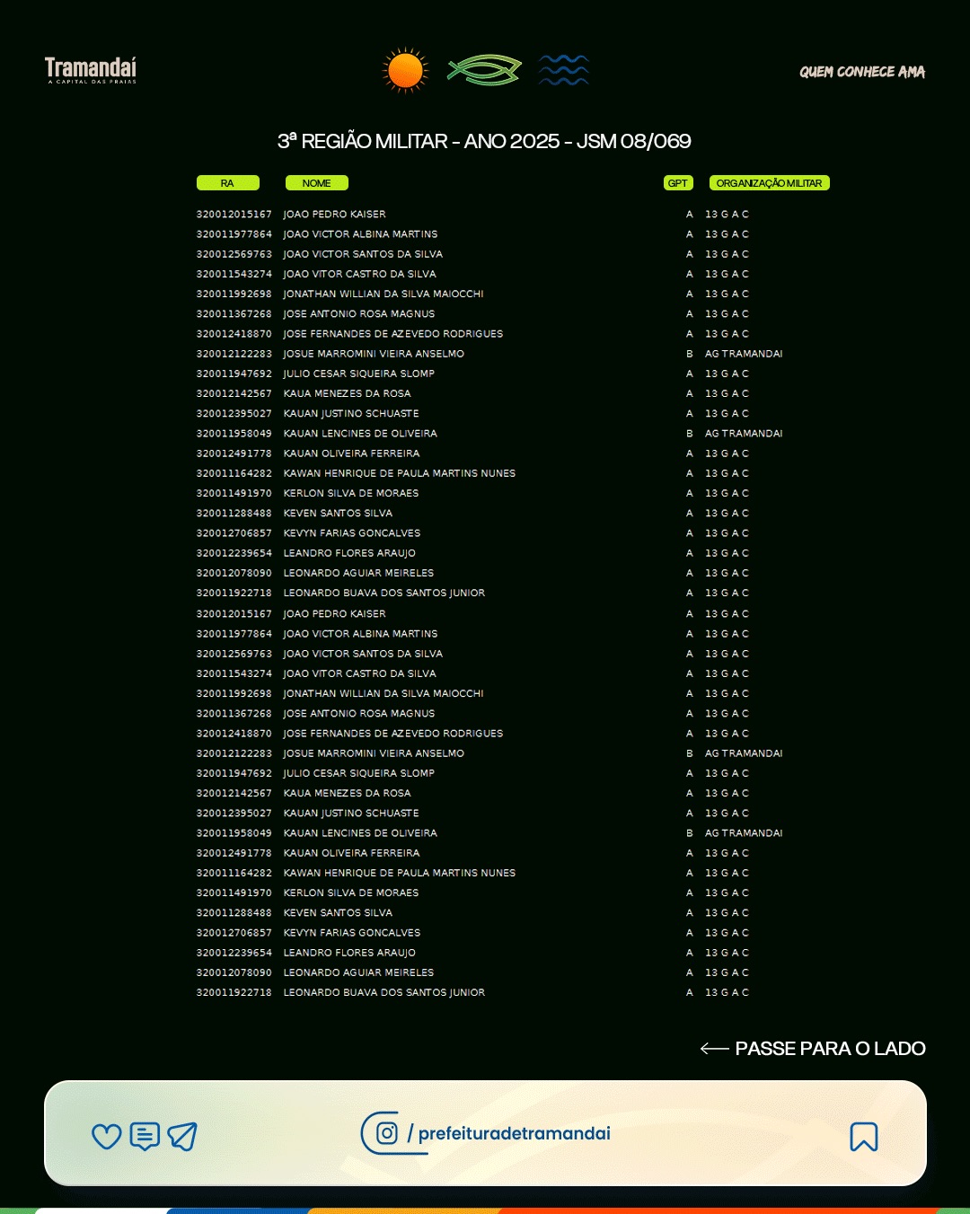 ATENÇÃO CIDADÃOS CONVOCADOS PARA O ALISTAMENTO MILITAR