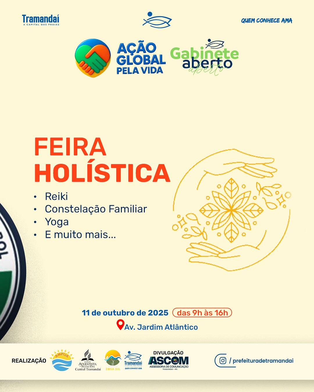 AÇÃO GLOBAL + GABINETE ABERTO ACONTECEM NESTE SÁBADO (11) NO JARDIM ATLÂNTICO!
