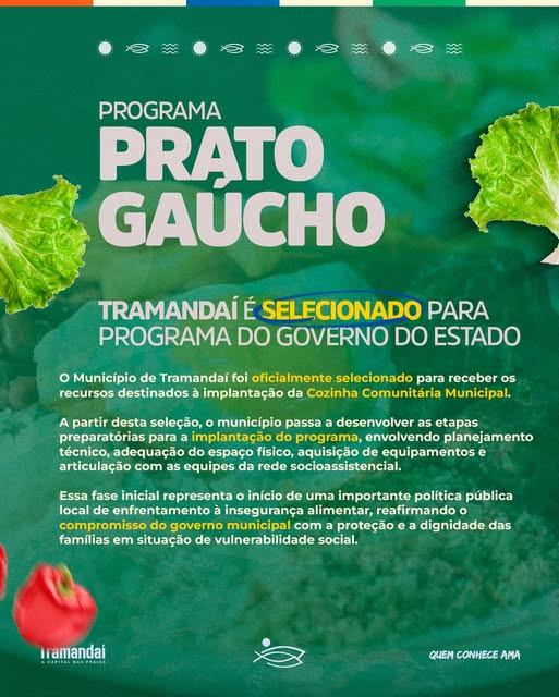 TRAMANDAÍ É SELECIONADA PARA O PROGRAMA PRATO GAÚCHO 