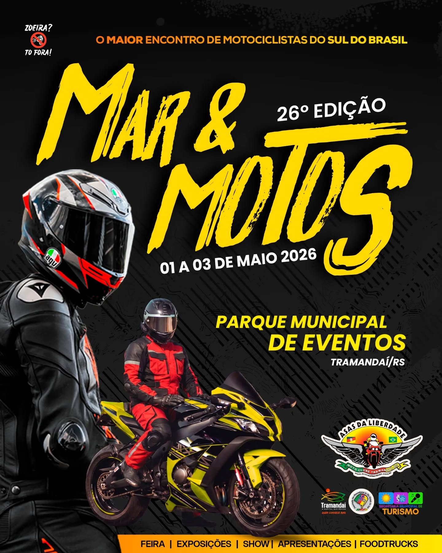 Vem aí a 26ª edição do Mar & Motos, um dos maiores encontros de motociclistas do Sul do Brasil, reunindo apaixonados por duas rodas em um evento cheio de energia, integração e grandes atrações!