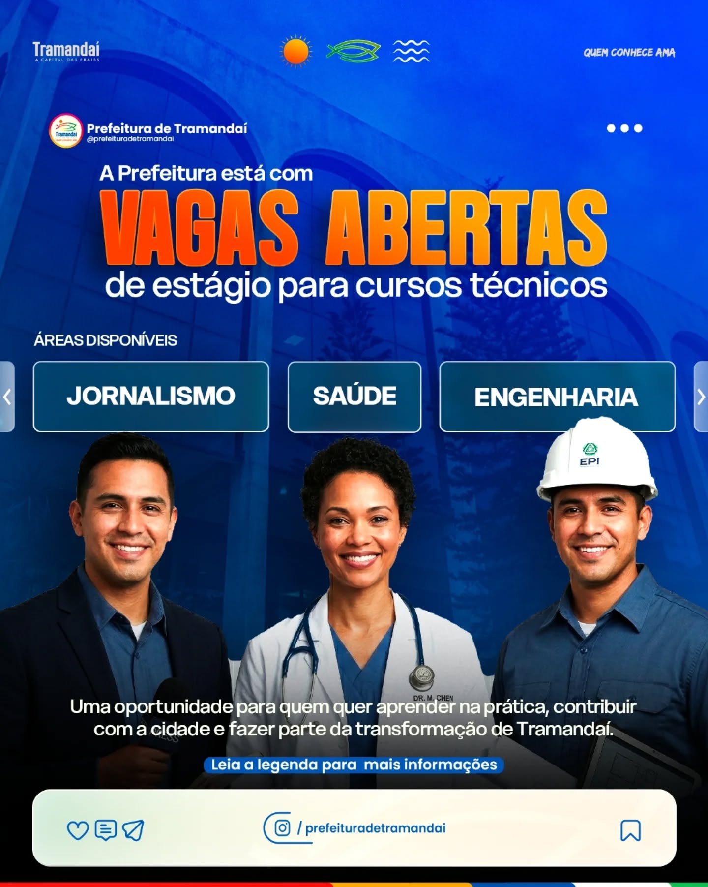 A Prefeitura de Tramandaí, por meio da Secretaria de Administração, está com vagas abertas de estágio para cursos técnicos.