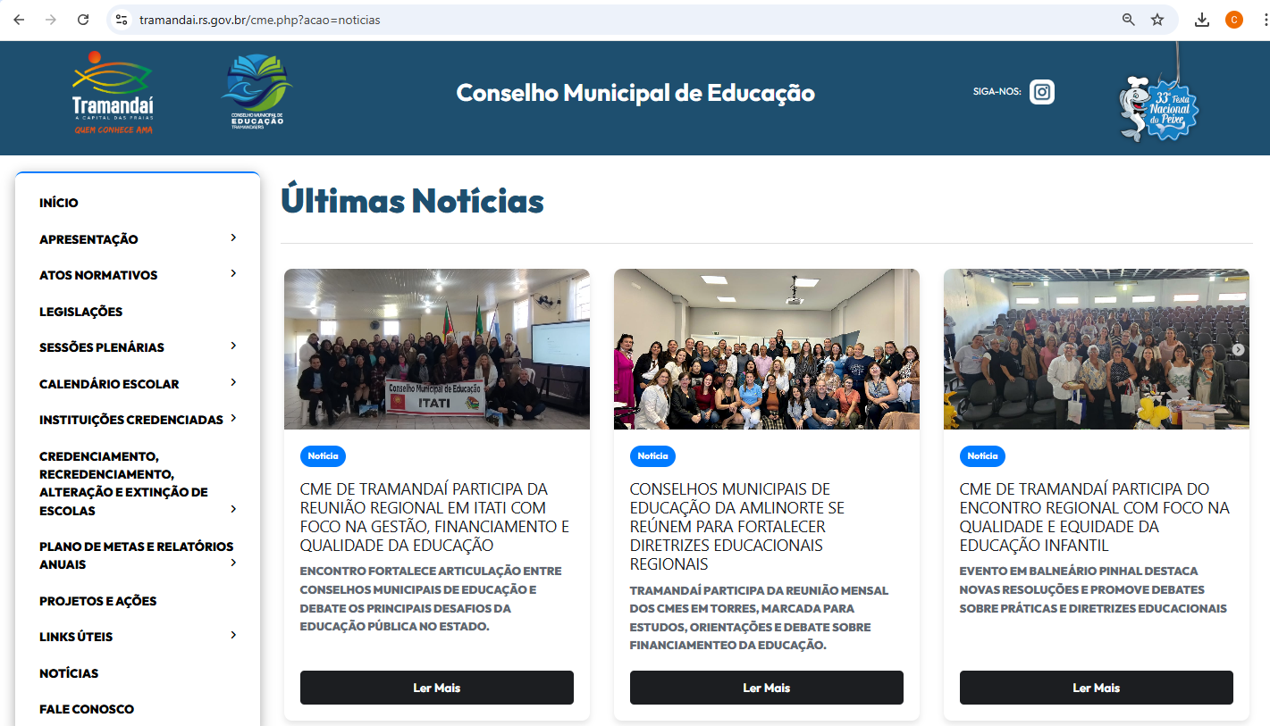 CONSELHO MUNICIPAL DE EDUCAÇÃO DE TRAMANDAÍ ANUNCIA LANÇAMENTO DE NOVO SITE INSTITUCIONAL