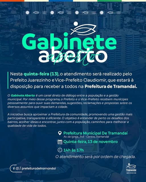 GABINETE ABERTO NESTA QUINTA-FEIRA!