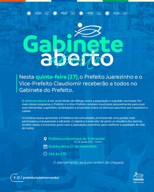 NESTA QUINTA-FEIRA (27), TEREMOS MAIS UMA EDIÇÃO DO GABINETE ABERTO!